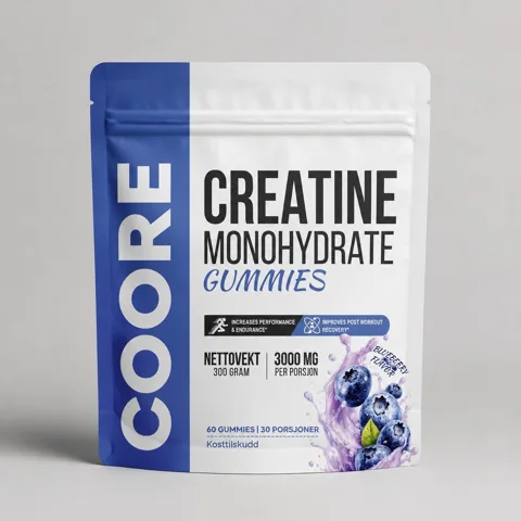 COORE Creatine Gummies Blåbær 300 g · 60 stk