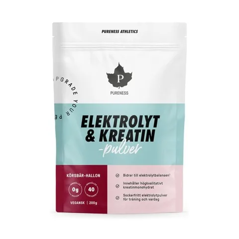 Pureness Elektrolytter & Kreatin Kirsebær/Bringebær 200 g