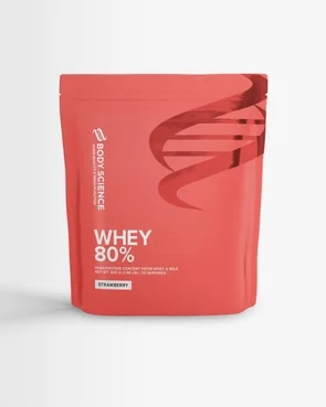 Body Science Whey 80% Strawberry 900 g – proteinpulver